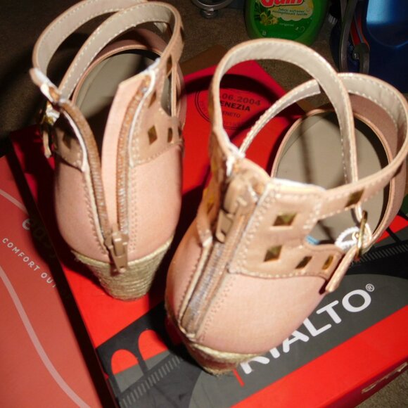 NEW 9.5M RIALTO CAMPARI DUSTY ROSE METALLIC WEDGE CLOSED TOE SHOES - Picture 5 of 10